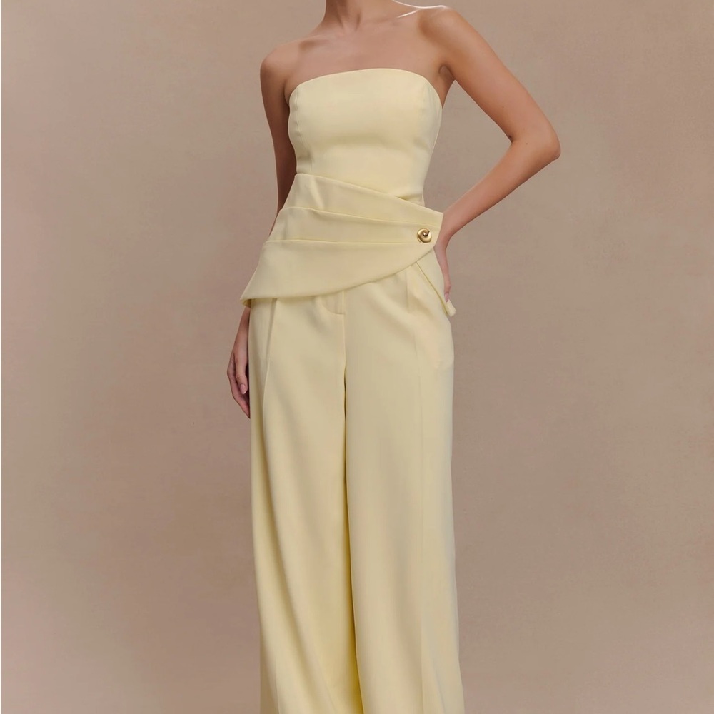 MESHKI Faith Suiting Wide Leg Pant - Lemon Cream - XXXL (Size 14)
